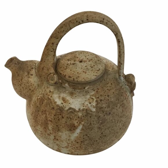 Vintage Wabi-Sabi 6.5" Signed Studio Pottery Stoneware Teapot Speckled/Ash Glaze - Picture 6 of 13